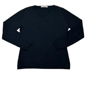 DEANE & WHITE 100% Merino Wool V-Neck Sweater Black